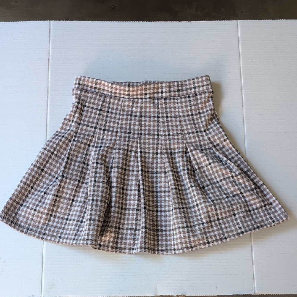Hippie Rose Tan and Brown Mini Skater Skirt